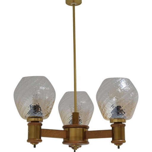 Mid-century houten kroonluchter, 1970