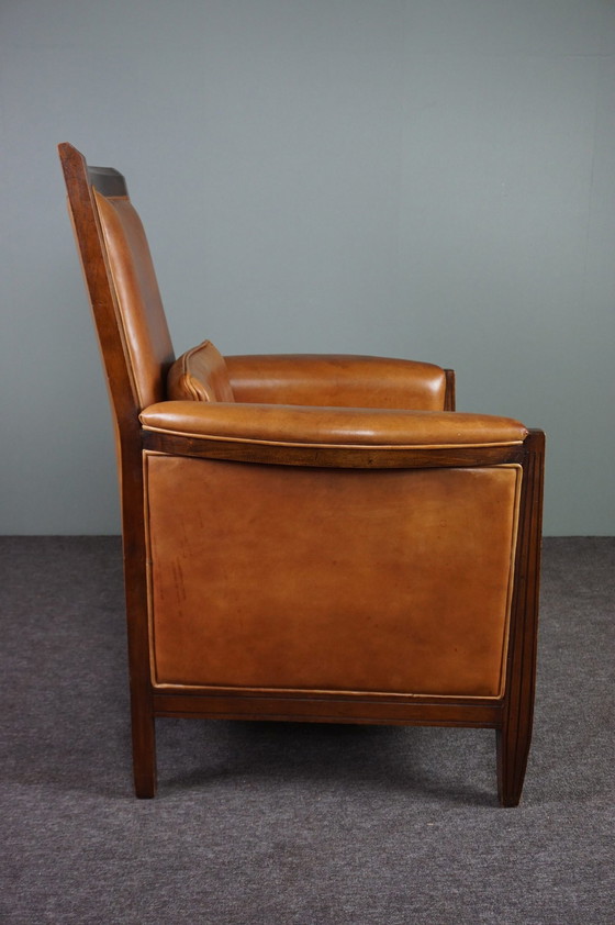 Image 1 of Art Deco schapenleren design fauteuil