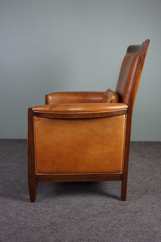 Image 1 of Art Deco schapenleren design fauteuil