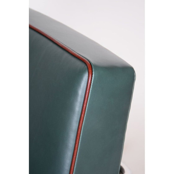 Image 1 of Paar vintage blauw lederen Bauhaus fauteuils van Mucke Melder, jaren 1930