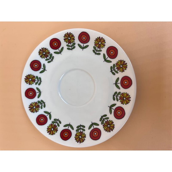 Image 1 of Set van 4 vintage kopjes met 6 porseleinen schotels, jaren 1970