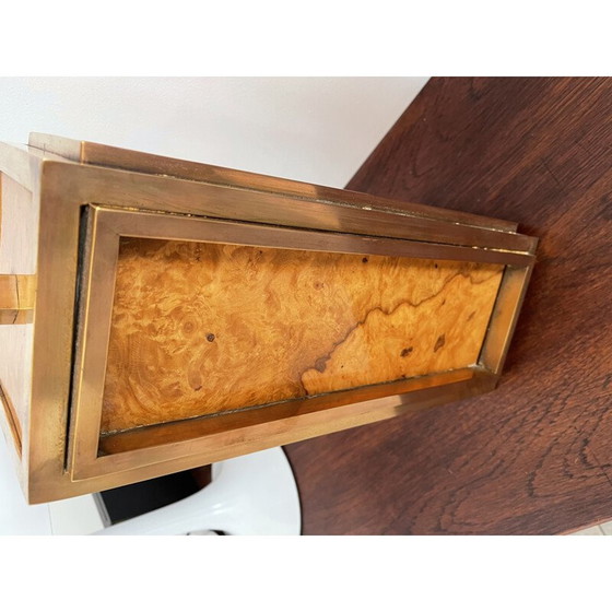 Image 1 of Vintage lampenvoet in iepenhout en verguld messing van Guy Lefèvre, 1970