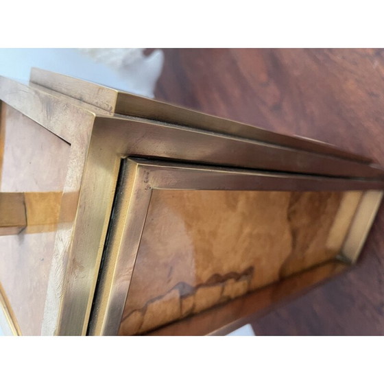 Image 1 of Vintage lampenvoet in iepenhout en verguld messing van Guy Lefèvre, 1970