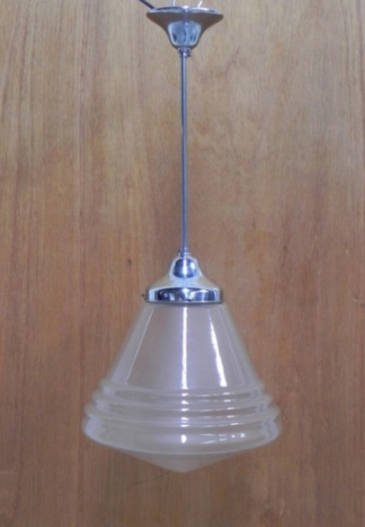 Art Deco hanglamp met matglazen kap