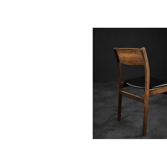 Image 1 of Set van 4 vintage Scandinavische eetkamerstoelen van teakhout en vinyl, jaren 1960