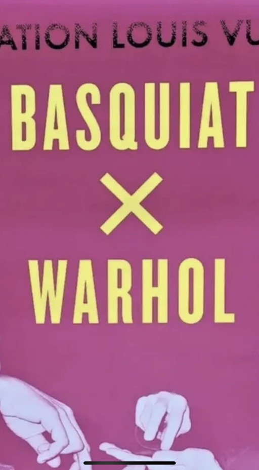 Basquiat X Warhol - Tentoonstellingsaffiche Roze - Vuitton Paris Haring Streetart