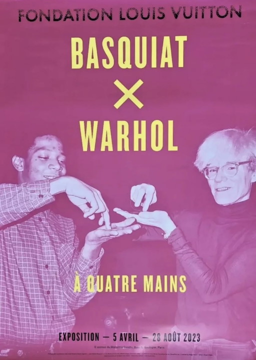 Basquiat X Warhol - Tentoonstellingsaffiche Roze - Vuitton Paris Haring Streetart