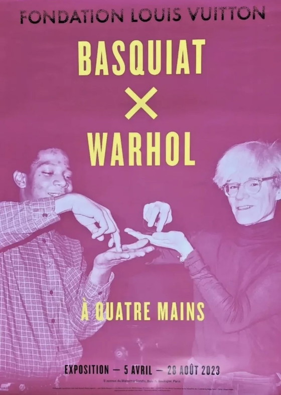 Image 1 of Basquiat X Warhol - Tentoonstellingsaffiche Roze - Vuitton Paris Haring Streetart