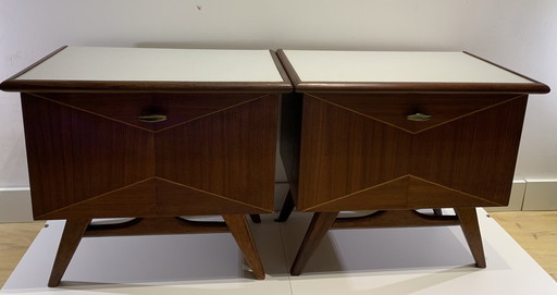 2x Mid-Century Nachtkastje Teak