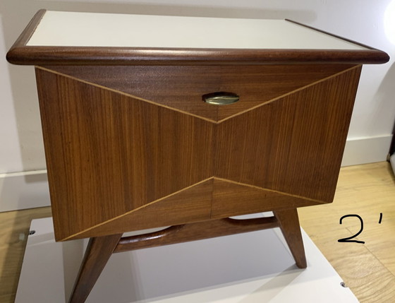 Image 1 of 2x Mid-Century Nachtkastje Teak