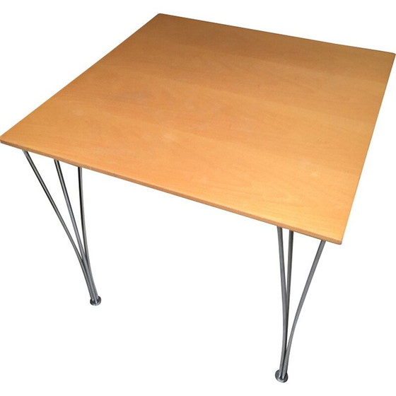 Image 1 of Vierkante tafel met spanpoten in essenhout van Piet Hein Eek voor Fritz Hansen, 1970