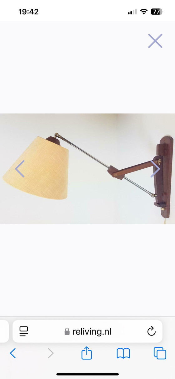 Image 1 of Vintage Teakhouten Wandlamp