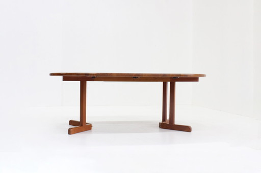 Vintage Deense Ronde Uitschuifbare Eettafel Tafel Massief Teak