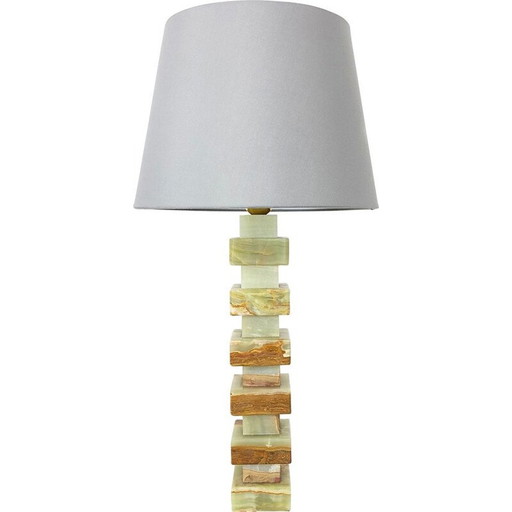 Vintage onyx marmeren tafellamp "Hollywood Regency", Italië 1970