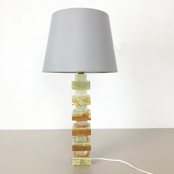 Image 1 of Vintage onyx marmeren tafellamp "Hollywood Regency", Italië 1970