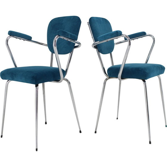 Image 1 of Paar vintage italiaanse corduroy fauteuils, jaren 1960