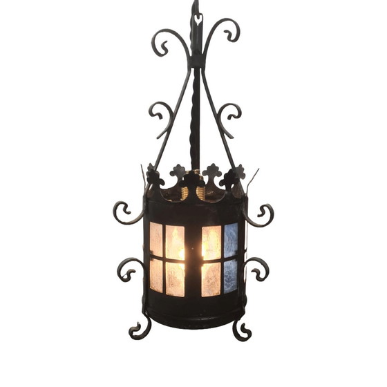 Image 1 of Klein Frans Ronde Metalen Hal Lantaarn, Midden 20E Eeuw