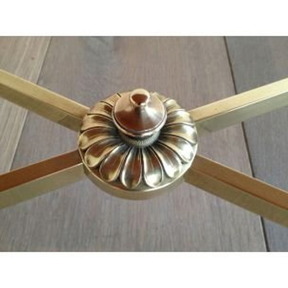 Image 1 of Vintage messing en zwart gelakt glazen salontafel van Jansen, 1940