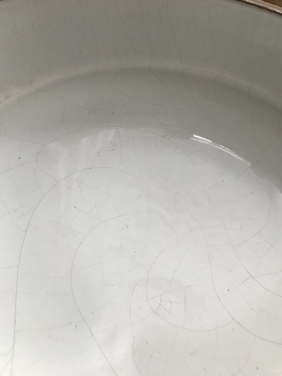 Image 1 of Vintage geglazuurde terracotta schaal, Floralist Lyon