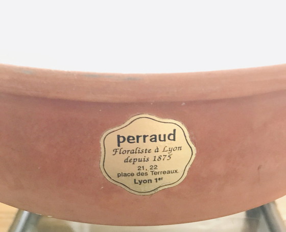 Image 1 of Vintage geglazuurde terracotta schaal, Floralist Lyon