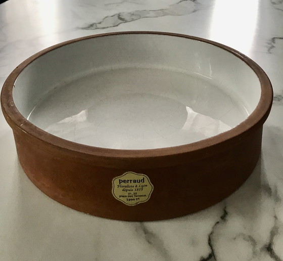 Image 1 of Vintage geglazuurde terracotta schaal, Floralist Lyon