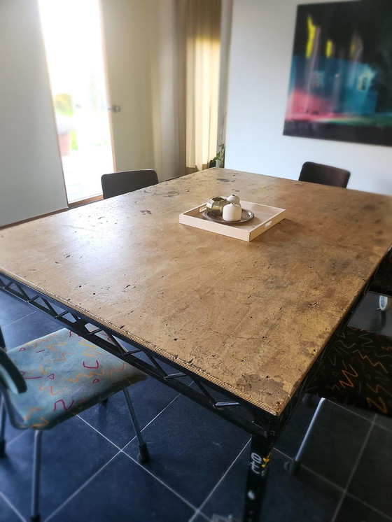 Image 1 of Houten Tafel Verrijdbaar En Verstelbaar In Hoogte