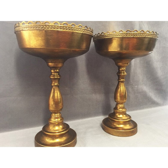 Image 1 of Paar vintage vergulde metalen kommen