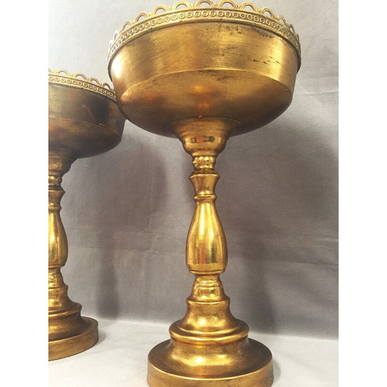 Image 1 of Paar vintage vergulde metalen kommen