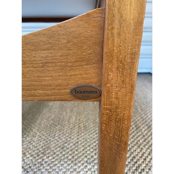 Image 1 of Vintage essenhouten bijzettafel van Baumann, Frankrijk 1980