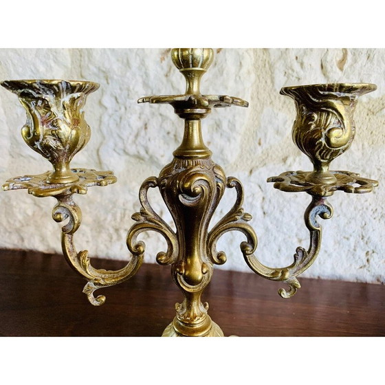 Image 1 of Paar vintage bronzen kandelaars