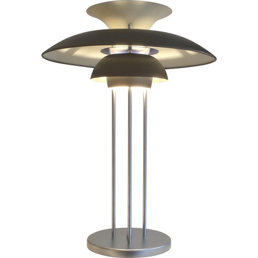 Vintage grijs metalen tafellamp van Louis Poulsen voor Poul Henningsen, 1960