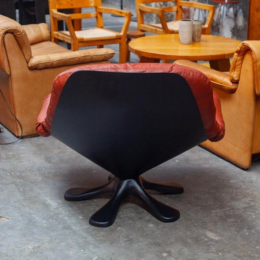Vintage fauteuil van leer en glasvezel, 1970