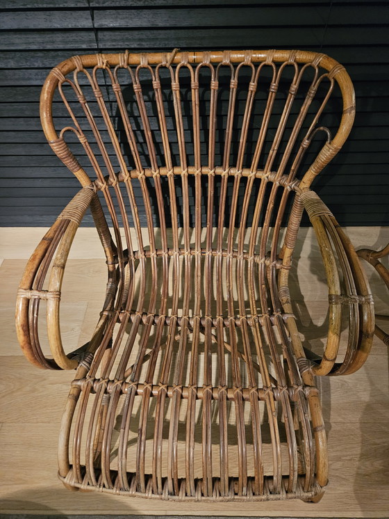 Image 1 of Set van 2 Vintage rotan Rohe fauteuil stoelen