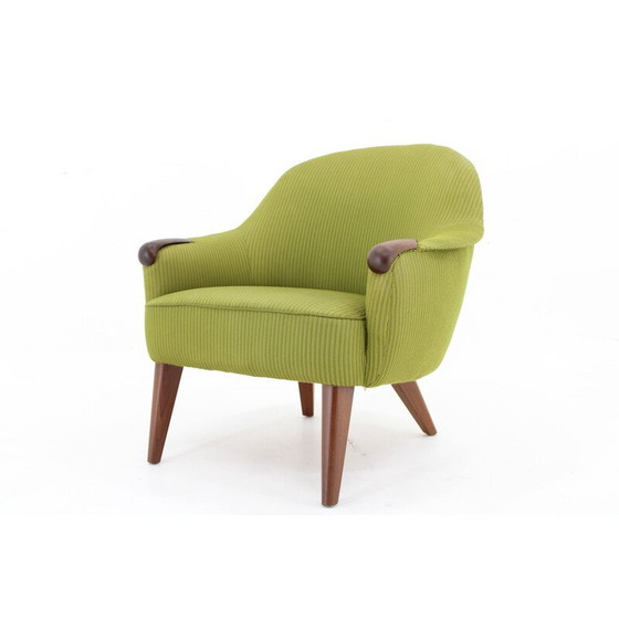Image 1 of Vintage teakhouten en stoffen fauteuil, Denemarken 1960