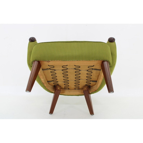 Image 1 of Vintage teakhouten en stoffen fauteuil, Denemarken 1960