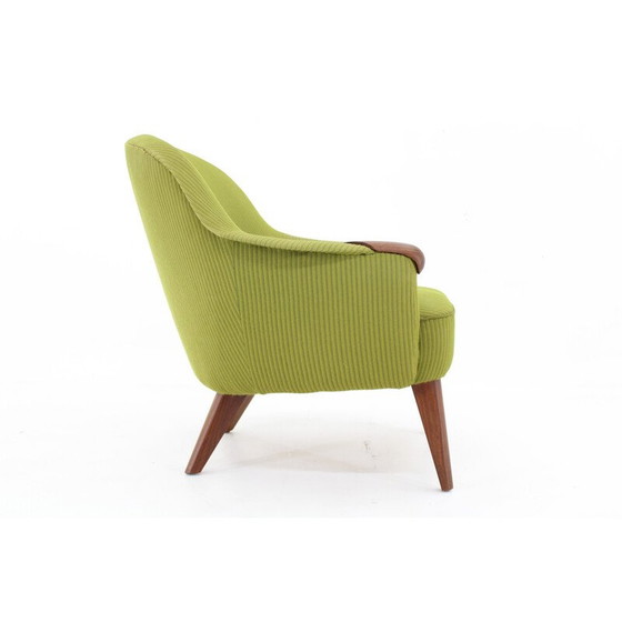 Image 1 of Vintage teakhouten en stoffen fauteuil, Denemarken 1960