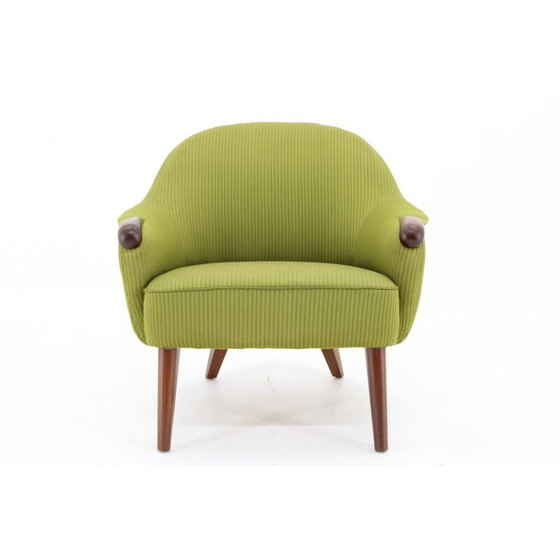 Image 1 of Vintage teakhouten en stoffen fauteuil, Denemarken 1960