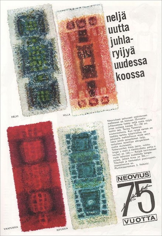Image 1 of Fins blauw wollen Kistika wandtapijt van Terttu Tomero, 1960S