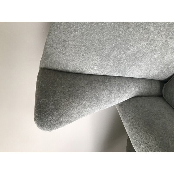 Image 1 of Paar vintage Italiaanse fauteuils in parelgrijs fluweel