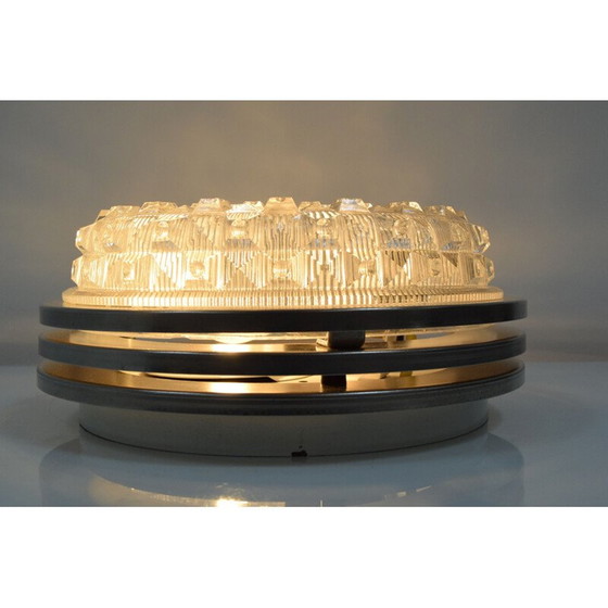 Image 1 of Vintage glazen en metalen plafondlamp van Pokrok Zilina, Tsjecho-Slowakije 1970