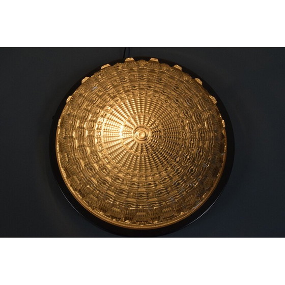 Image 1 of Vintage glazen en metalen plafondlamp van Pokrok Zilina, Tsjecho-Slowakije 1970