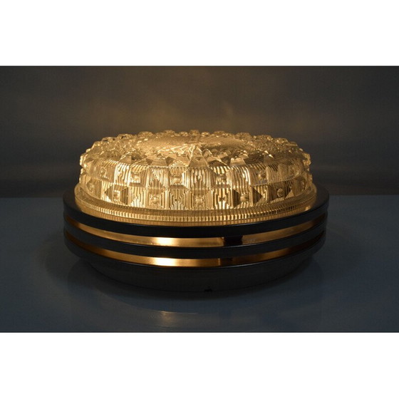 Image 1 of Vintage glazen en metalen plafondlamp van Pokrok Zilina, Tsjecho-Slowakije 1970