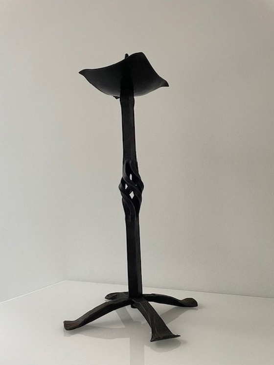 Image 1 of Kaarsenstandaard Vintage Brutalisme Smeedijzer (43Cm Hoog!)