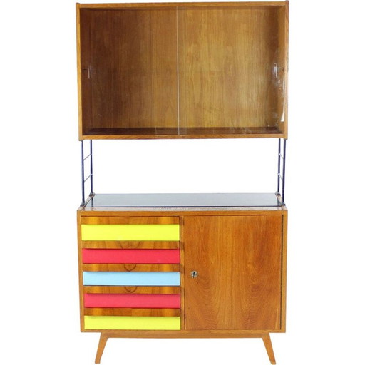 Eikenhouten secretaire, Mid century, Tsjecho-Slowakije 1960