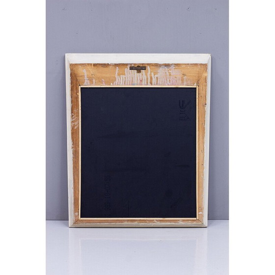 Image 1 of Vintage trapeziumvormige spiegel met houten lijst, Italië 1950