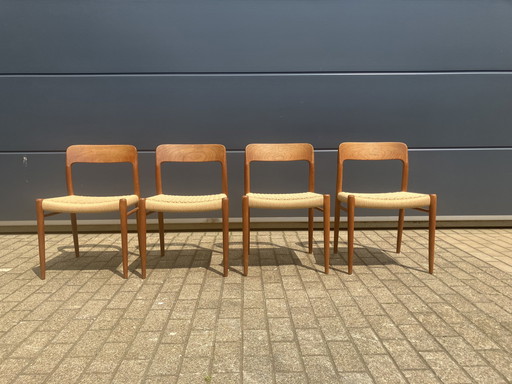 4x Niels Otto Møller dining chairs ‘model 75’ in Teak