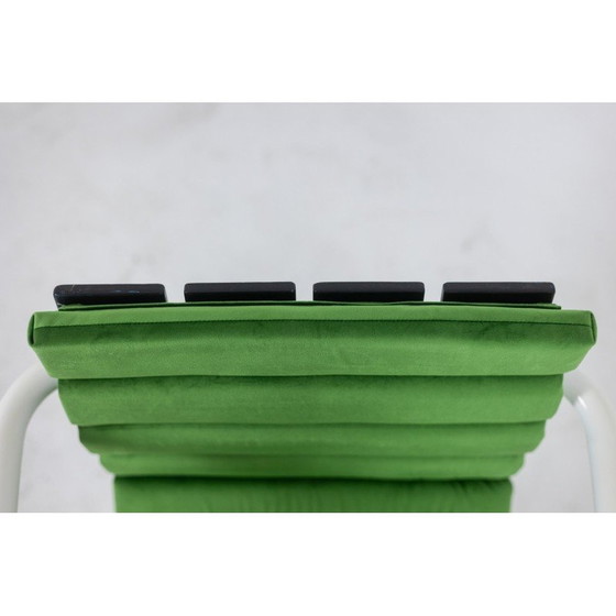 Image 1 of Lot van 6 vintage fauteuils in wit gelakt metaal en fluweel, Denemarken 1970