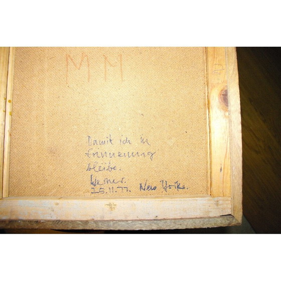 Image 1 of Vintage schilderij met 2 uilen door Sisson Blanchard