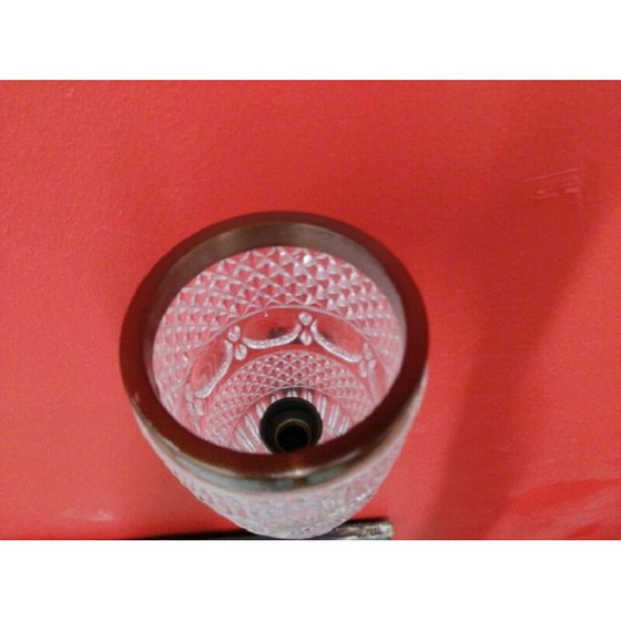 Image 1 of Paar vintage wandlampen van glas en staal, Italië 1950