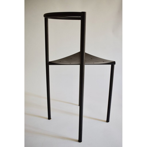 Vintage Wendy Wright stoel in grijs buisvormig metaal van Philippe Starck voor Disform, 1986